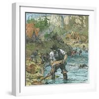 Gold Washing in California, from a Book Pub. 1896-American School-Framed Giclee Print