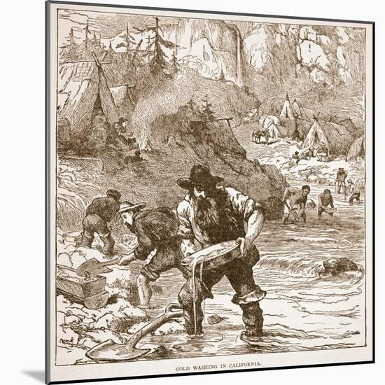 Gold Washing in California, from a Book Pub. 1896-American School-Mounted Giclee Print