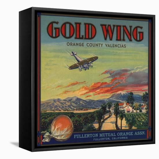 Gold Wing Brand - Fullerton, California - Citrus Crate Label-Lantern Press-Framed Stretched Canvas