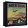 Gold Wing Brand - Fullerton, California - Citrus Crate Label-Lantern Press-Framed Stretched Canvas