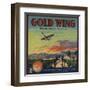 Gold Wing Brand - Fullerton, California - Citrus Crate Label-Lantern Press-Framed Art Print