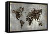 Gold World Map-Eva Watts-Framed Stretched Canvas