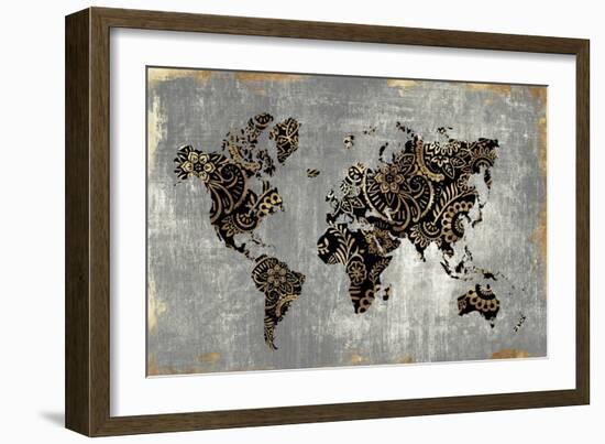 Gold World Map-Eva Watts-Framed Art Print