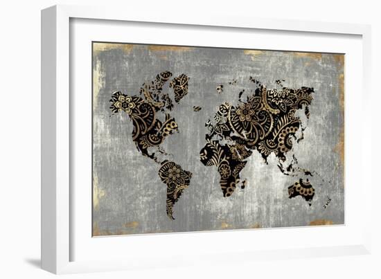 Gold World Map-Eva Watts-Framed Art Print