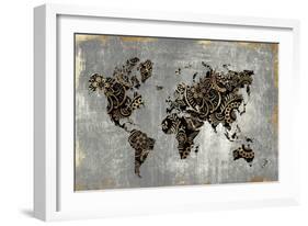 Gold World Map-Eva Watts-Framed Art Print