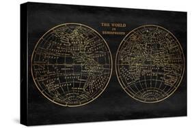 Gold World Map-Jace Grey-Stretched Canvas