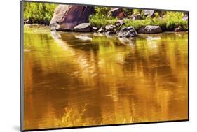 Gold Yellow Brown Colorado River Reflection Abstract outside Arches National Park Moab Utah-BILLPERRY-Mounted Photographic Print