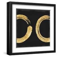Gold Zen Circle on Black II-Ellie Roberts-Framed Art Print
