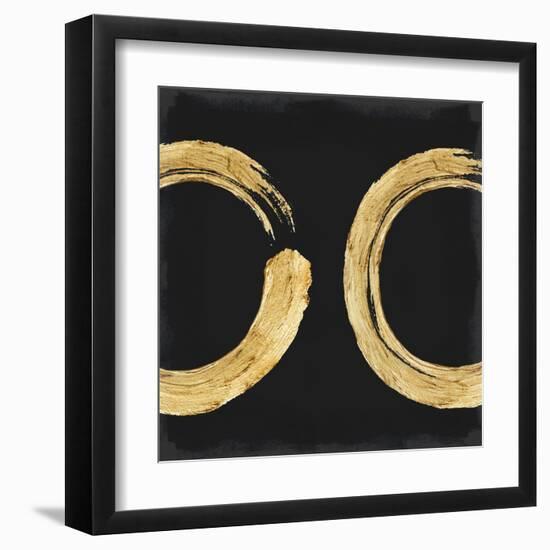 Gold Zen Circle on Black II-Ellie Roberts-Framed Art Print