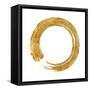 Gold Zen Circle on White I-Ellie Roberts-Framed Stretched Canvas