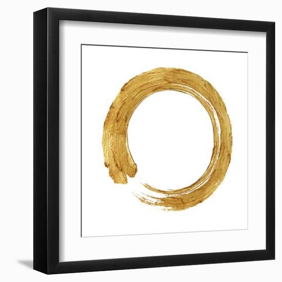 Gold Zen Circle on White I-Ellie Roberts-Framed Art Print