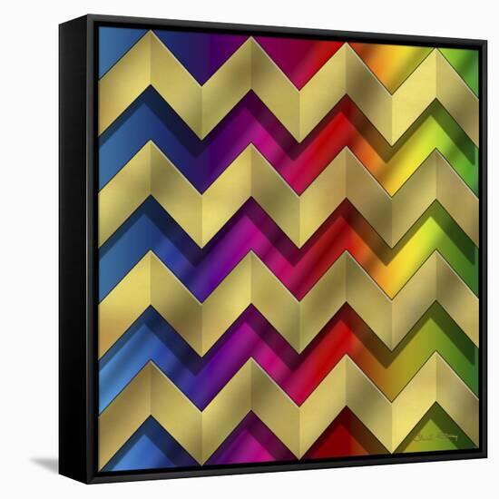 Gold Zig Zag-Art Deco Designs-Framed Stretched Canvas