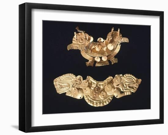 Gold Zoomorphic Motif Pendant: One Depicting Birds, and Another Felines-null-Framed Giclee Print