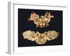Gold Zoomorphic Motif Pendant: One Depicting Birds, and Another Felines-null-Framed Giclee Print