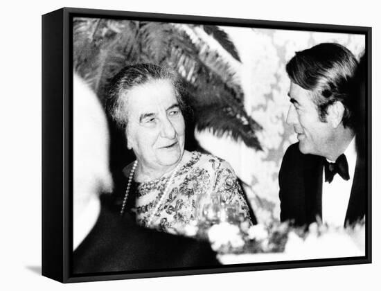 Golda Meir, Prime Minister of Israel Dines with Actor Gregory Peck, Oct-null-Framed Stretched Canvas