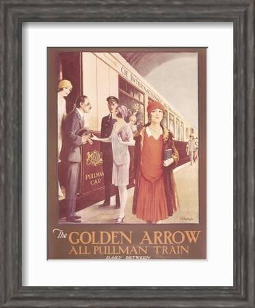 Pullman Train POSTER print.Stylish Graphics.Golden Arrow.London Decor Art.1814