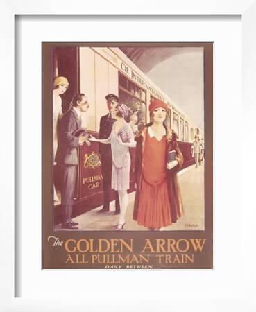 Pullman Train POSTER print.Stylish Graphics.Golden Arrow.London Decor Art.1814