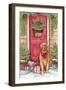 Golden at Christmas Door-Melinda Hipsher-Framed Giclee Print