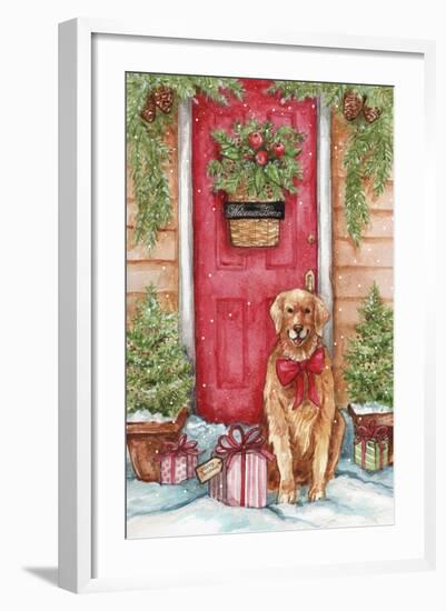 Golden at Christmas Door-Melinda Hipsher-Framed Giclee Print