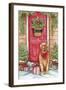 Golden at Christmas Door-Melinda Hipsher-Framed Giclee Print