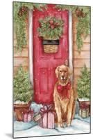Golden at Christmas Door-Melinda Hipsher-Mounted Giclee Print