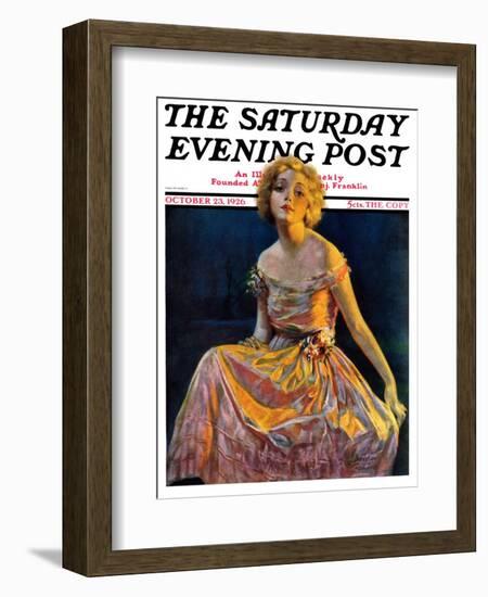 "Golden Ball Gown," Saturday Evening Post Cover, October 23, 1926-Bradshaw Crandall-Framed Giclee Print