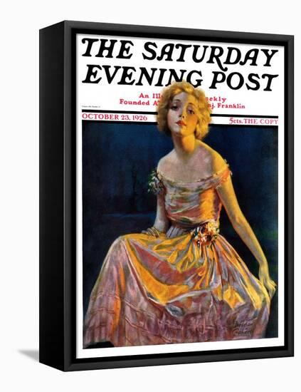 "Golden Ball Gown," Saturday Evening Post Cover, October 23, 1926-Bradshaw Crandall-Framed Stretched Canvas