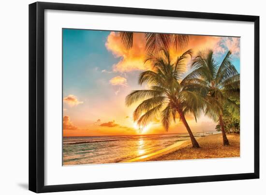 Golden Barbados Beach Sunset-null-Framed Art Print