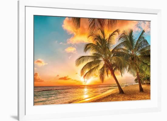 Golden Barbados Beach Sunset-null-Framed Art Print