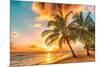 Golden Barbados Beach Sunset-null-Mounted Art Print