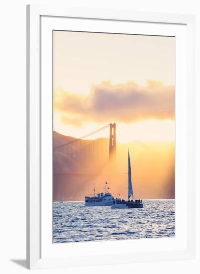 Golden Beams and Boats at Beautiful Golden Gate Bridge, San Francisco Bay-Vincent James-Framed Photographic Print