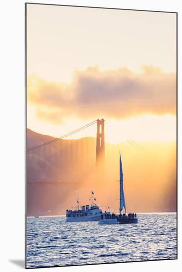 Golden Beams and Boats at Beautiful Golden Gate Bridge, San Francisco Bay-Vincent James-Mounted Photographic Print