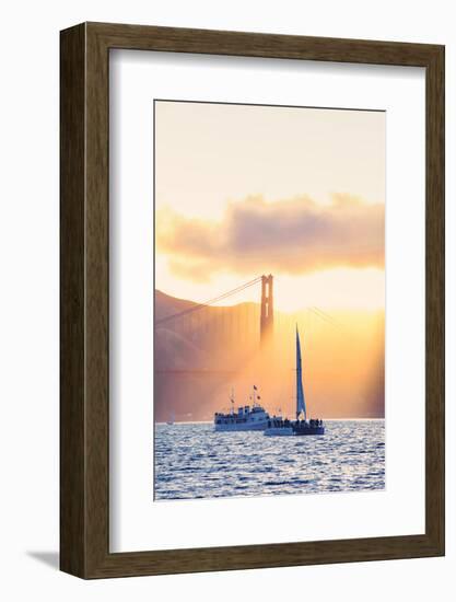 Golden Beams and Boats at Beautiful Golden Gate Bridge, San Francisco Bay-Vincent James-Framed Photographic Print