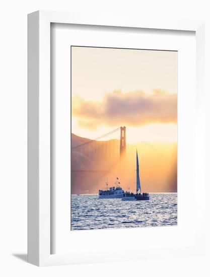 Golden Beams and Boats at Beautiful Golden Gate Bridge, San Francisco Bay-Vincent James-Framed Photographic Print