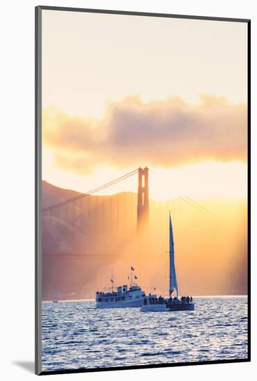 Golden Beams and Boats at Beautiful Golden Gate Bridge, San Francisco Bay-Vincent James-Mounted Photographic Print