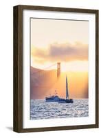 Golden Beams and Boats at Beautiful Golden Gate Bridge, San Francisco Bay-Vincent James-Framed Photographic Print