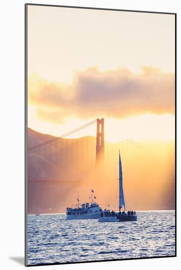 Golden Beams and Boats at Beautiful Golden Gate Bridge, San Francisco Bay-Vincent James-Mounted Photographic Print