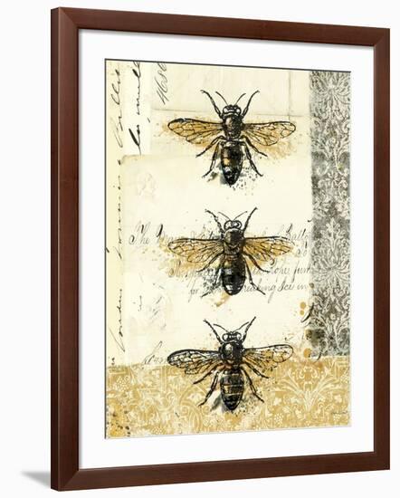 Golden Bees n Butterflies No 1-Katie Pertiet-Framed Art Print