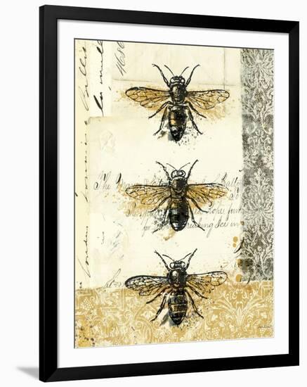 Golden Bees n Butterflies No 1-Katie Pertiet-Framed Art Print