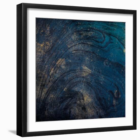 Golden Blue Marble-Jace Grey-Framed Art Print