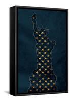 Golden Blue Statue-Jace Grey-Framed Stretched Canvas