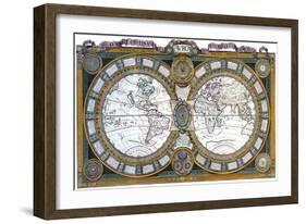 Golden Bordered Map of the World, 1688-null-Framed Giclee Print