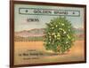 Golden Brand - Riverside, California - Citrus Crate Label-Lantern Press-Framed Art Print