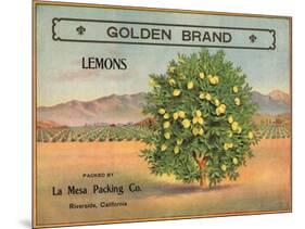 Golden Brand - Riverside, California - Citrus Crate Label-Lantern Press-Mounted Art Print