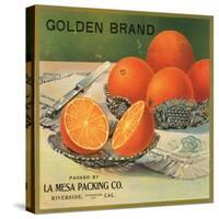 Golden Brand - Riverside, California - Citrus Crate Label-Lantern Press-Stretched Canvas