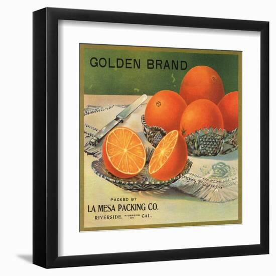 Golden Brand - Riverside, California - Citrus Crate Label-Lantern Press-Framed Art Print