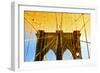 Golden Brooklyn Bridge-Philippe Hugonnard-Framed Giclee Print