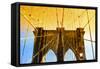 Golden Brooklyn Bridge-Philippe Hugonnard-Framed Stretched Canvas