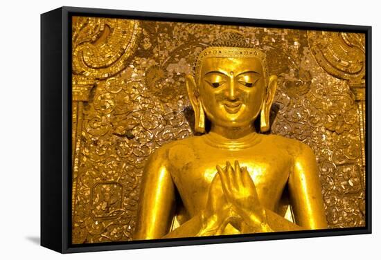Golden Buddha Image Standing 33Ft Tall Inside Ananda Paya, Bagan, Myanmar (Burma), Southeast Asia-Lee Frost-Framed Stretched Canvas