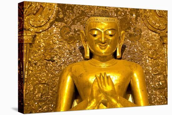 Golden Buddha Image Standing 33Ft Tall Inside Ananda Paya, Bagan, Myanmar (Burma), Southeast Asia-Lee Frost-Stretched Canvas